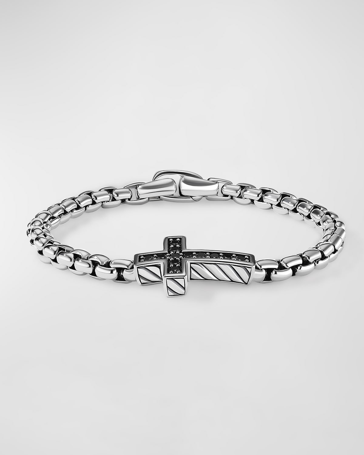 Shop David Yurman Men's Streamline Cross Bracelet In Silver, 5mm In Black Silver