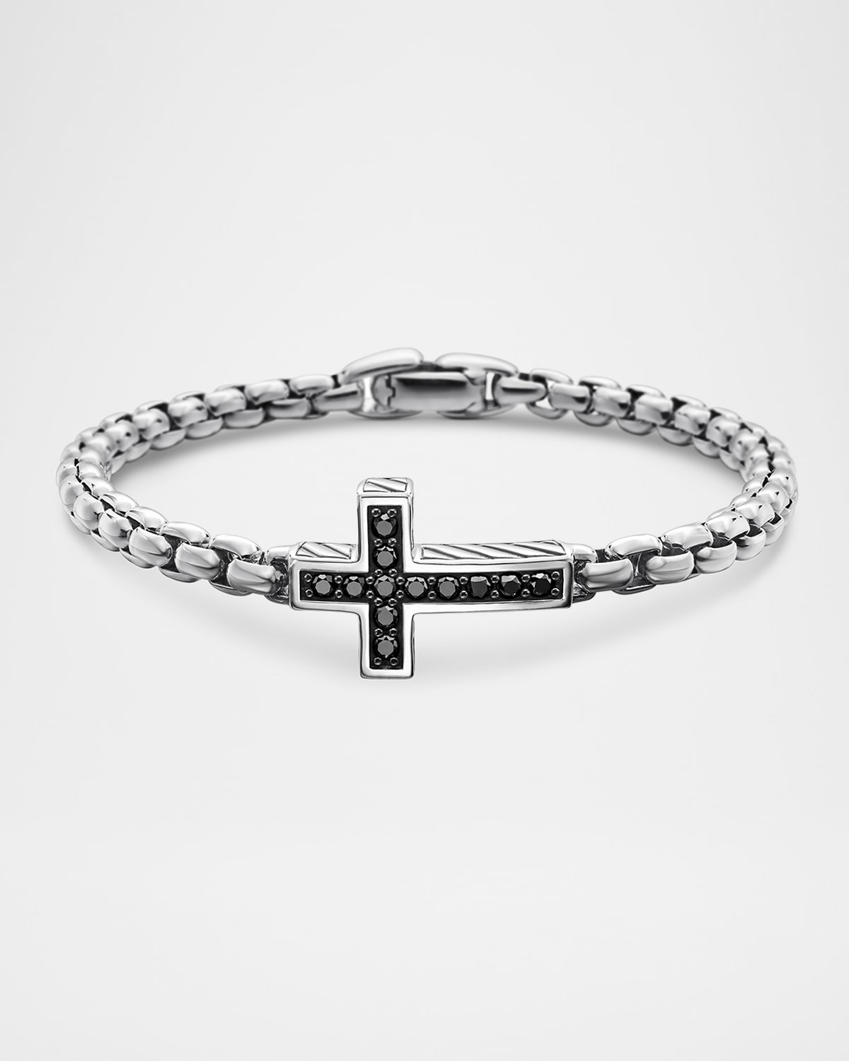 Shop David Yurman Men's Streamline Cross Bracelet In Silver, 5mm In Black Silver