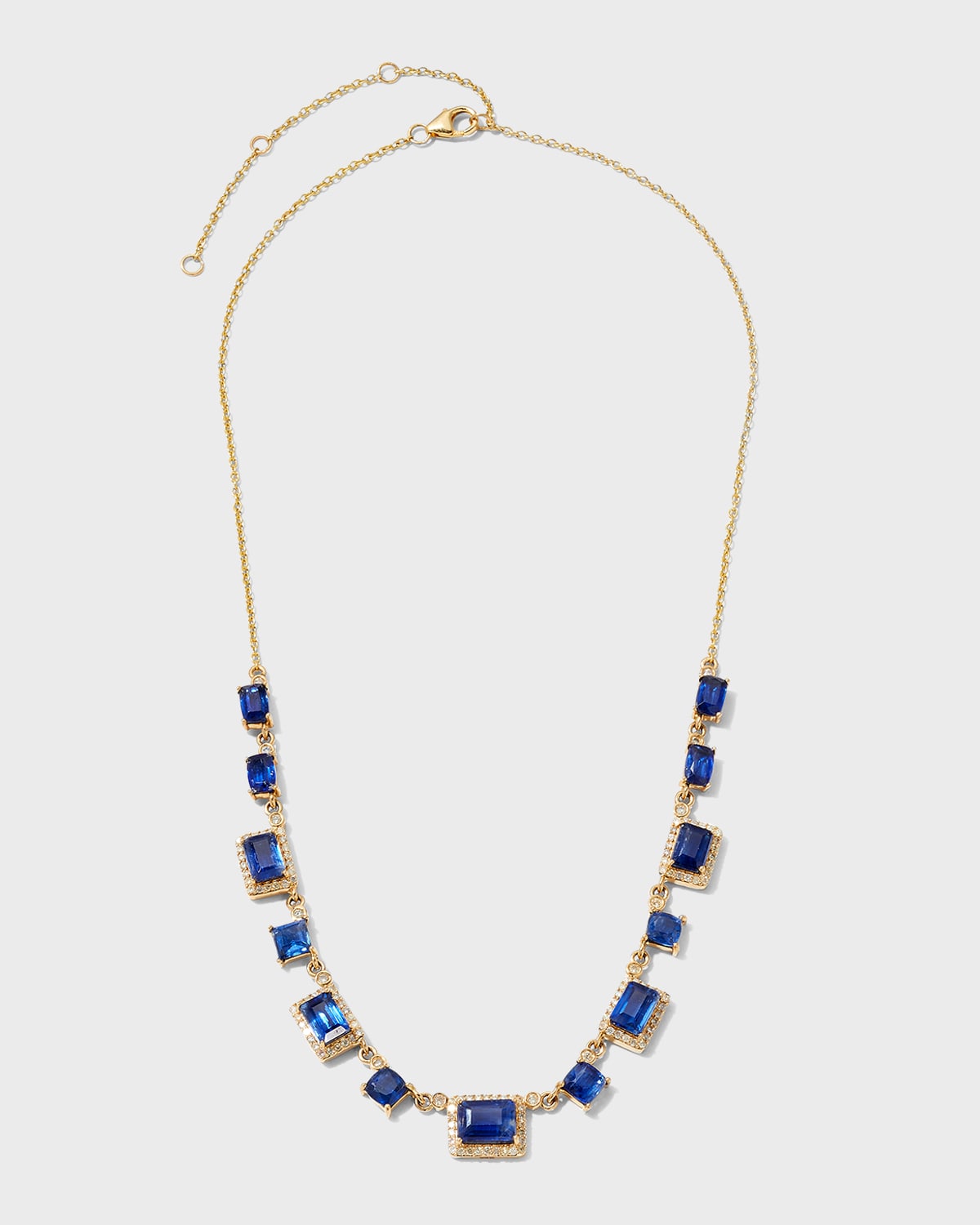 Rectangle Kyanite and Diamond Charm Necklace