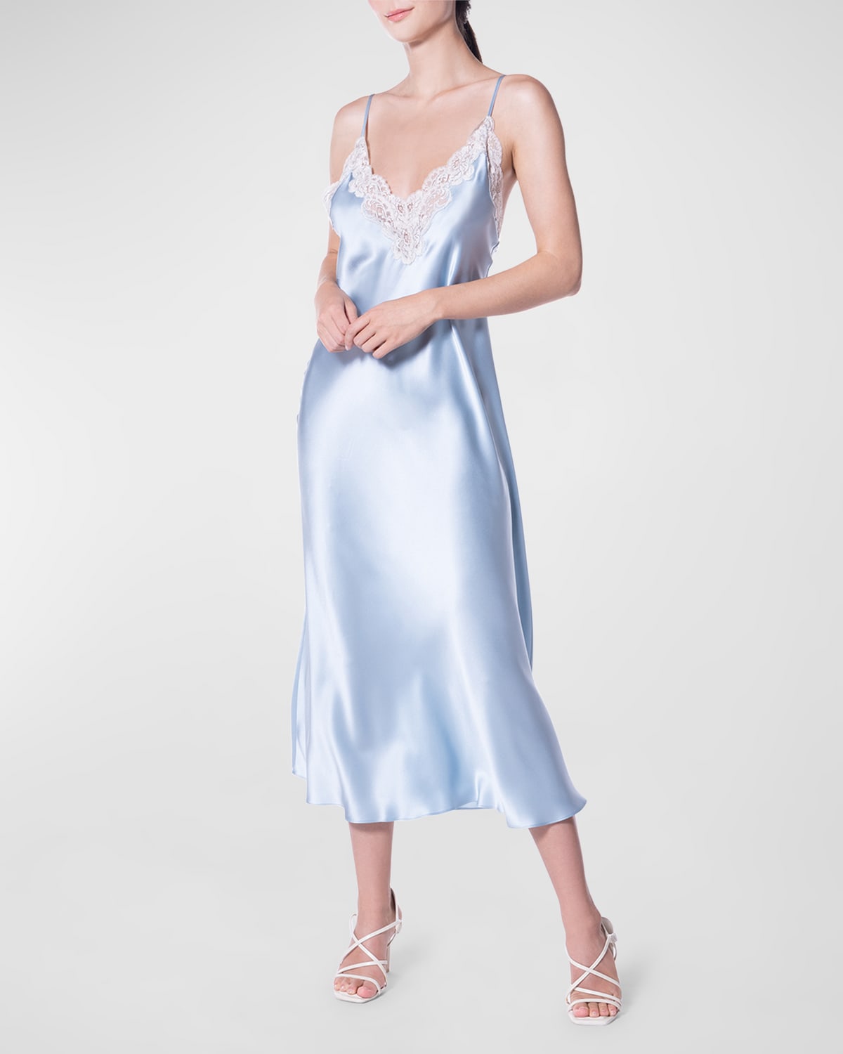 Christine Lingerie Bijoux Short Lace-Trim Silk Pajama Set - Bergdorf Goodman