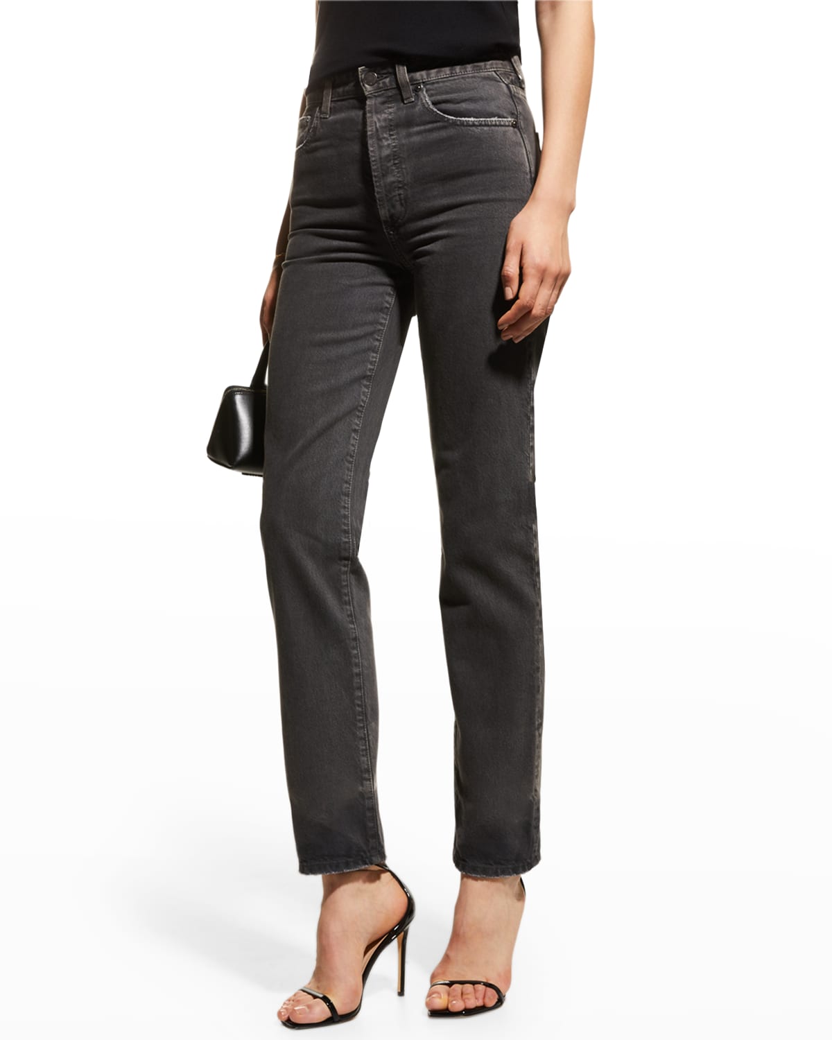 Ag Alexxis Vinte High-rise Straight Leg Jeans In Faded Black