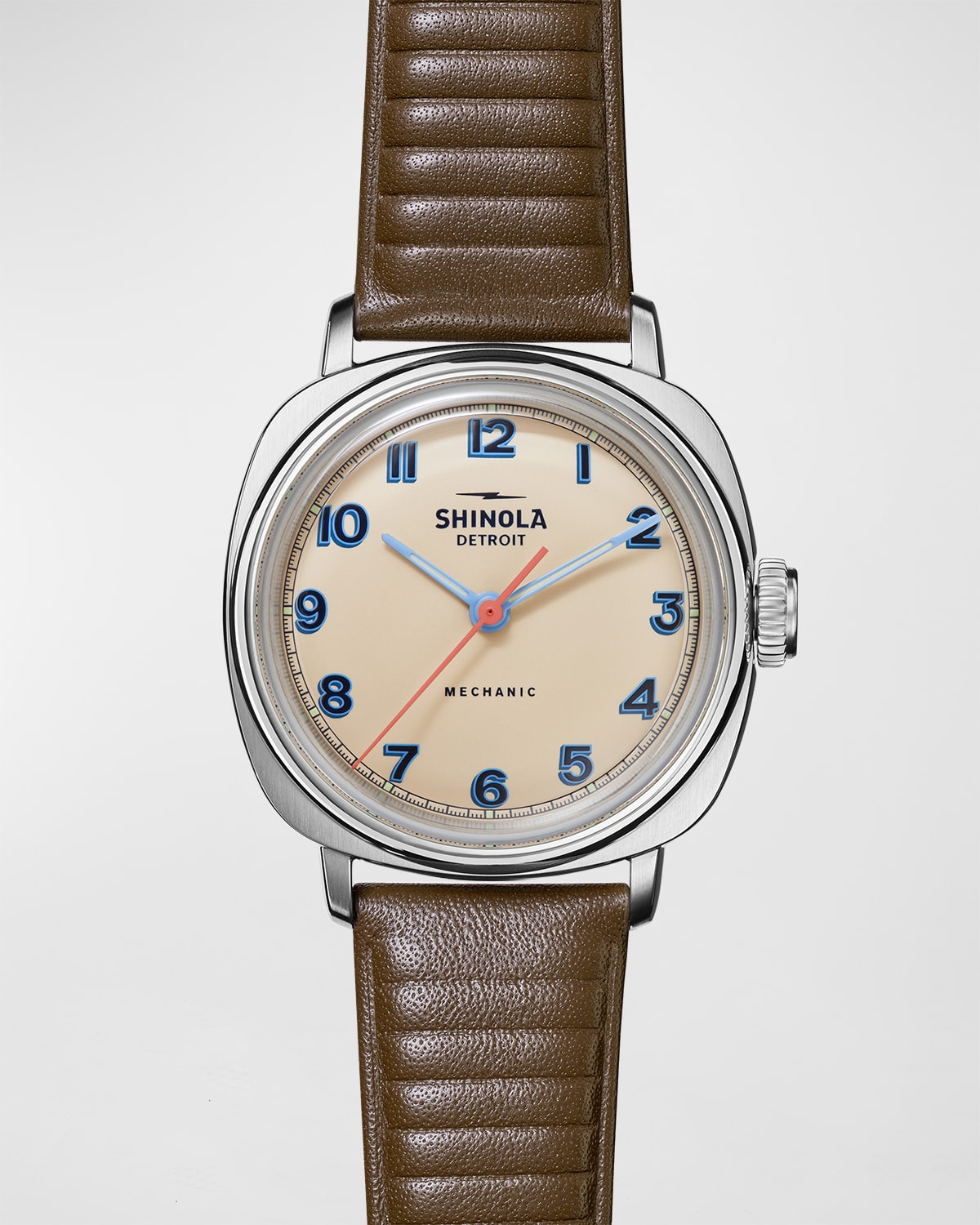 Shinola Men's The Mechanic Manual Wind Leather Watch, 39mm In Cream