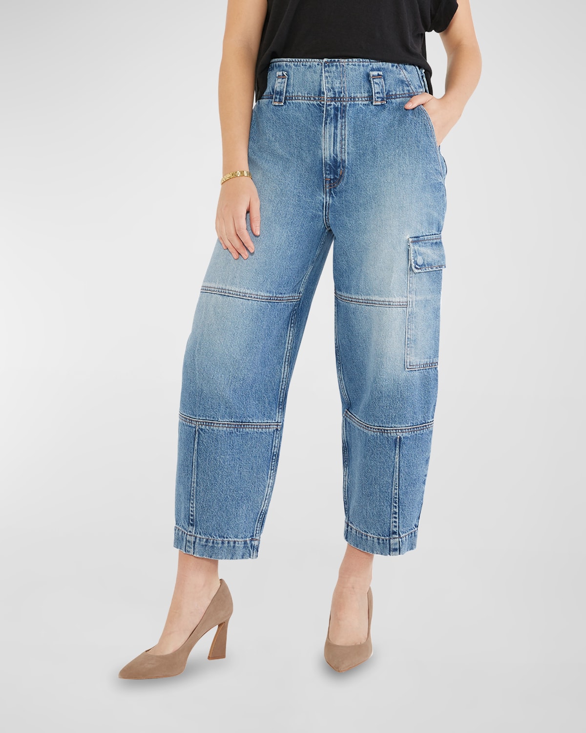 Juni Tapered Wide-Leg Cropped Cargo Pants