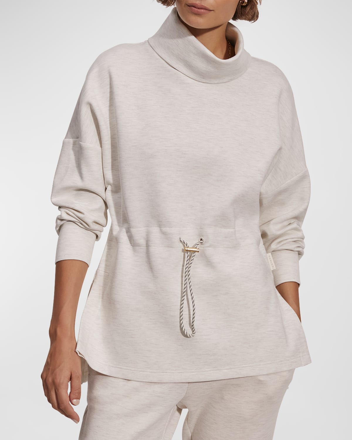 Shop Varley Freya Turtleneck Sweatshirt In Ivory Marl