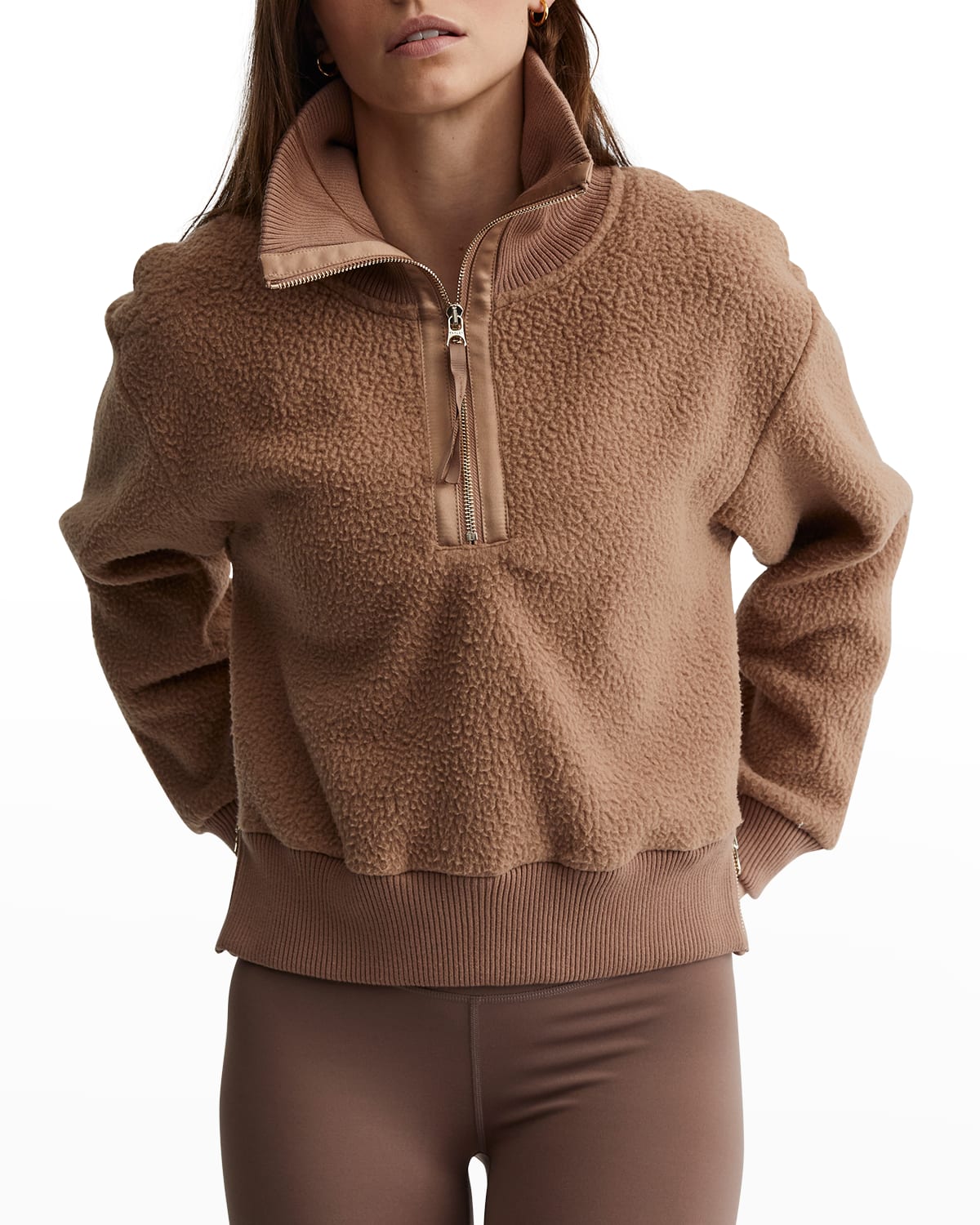 Varley Roselle Half-zip Fleece Pullover In Chanterelle