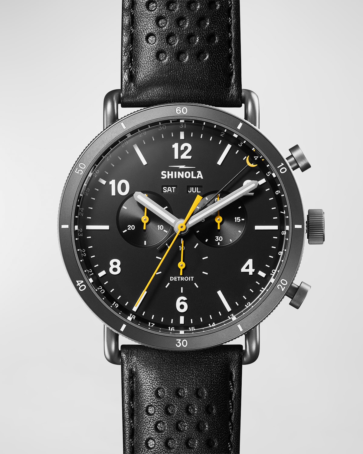 Shinola Men's Canfield Sport Leather Chronograph Watch, 45mm In Black