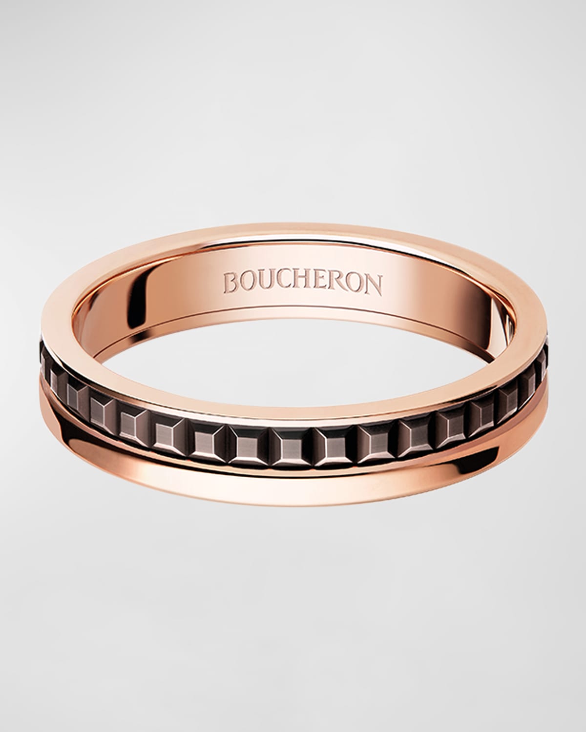 BOUCHERON QUATRE FOLLIES 18K PINK GOLD AND BROWN PVD WEDDING BAND RING