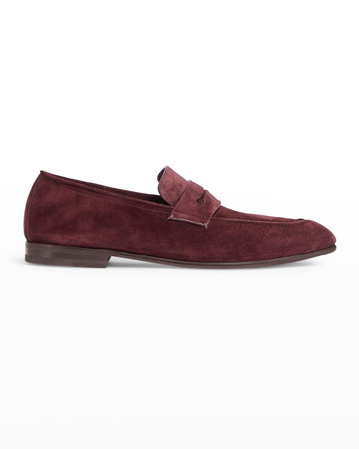 ZEGNA MEN'S LASOLA SUEDE-LEATHER PENNY LOAFERS
