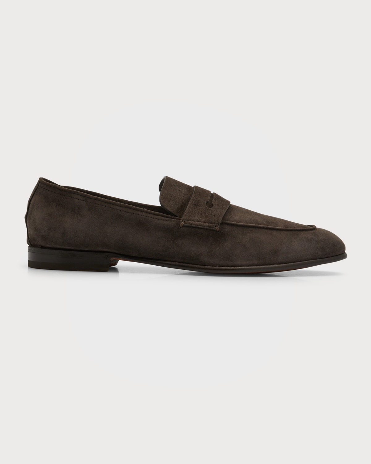 Zegna Men's Lasola Suede-leather Penny Loafers In Meduim Brown