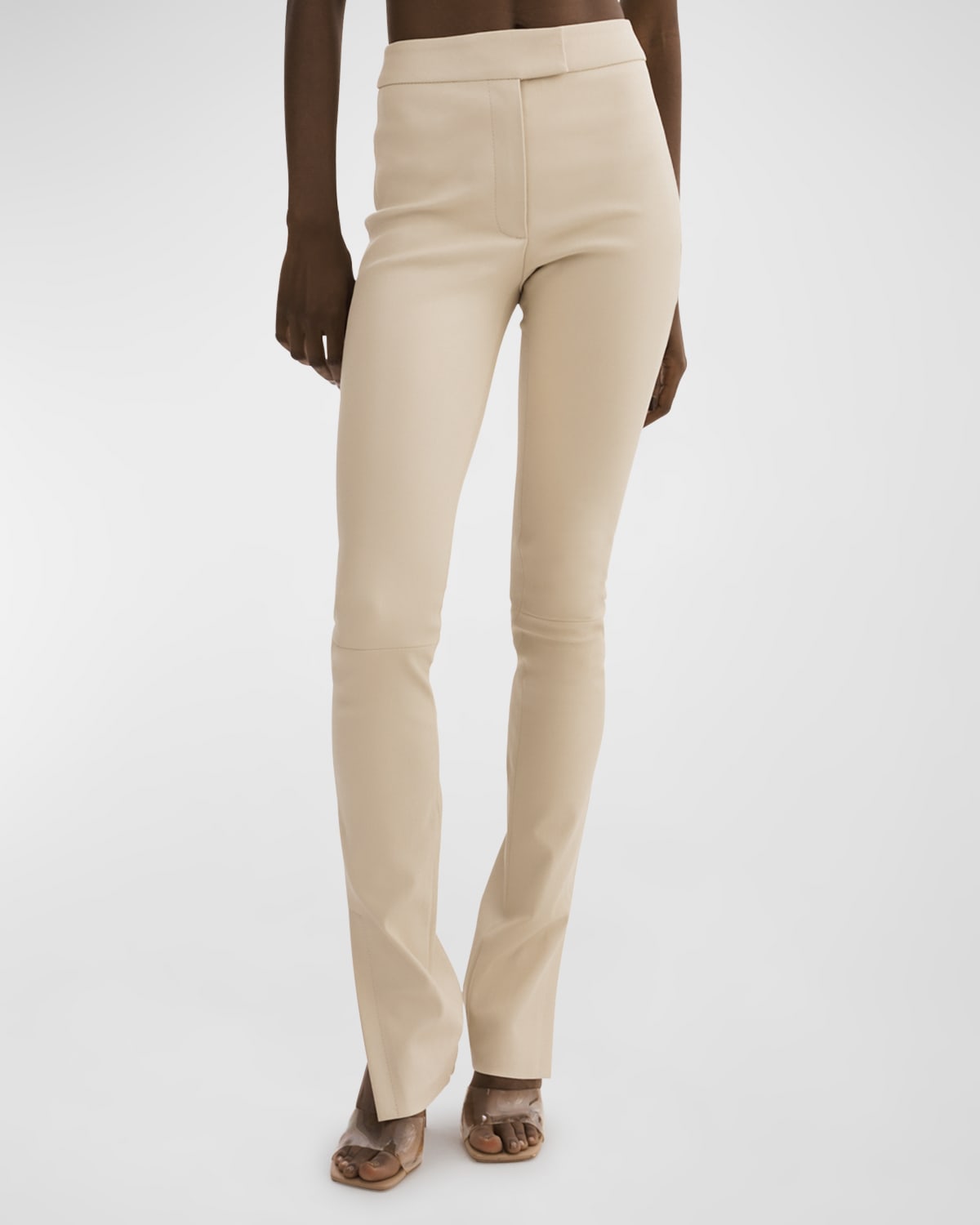 Lamarque Dawn Flared Leather Pants In Bone