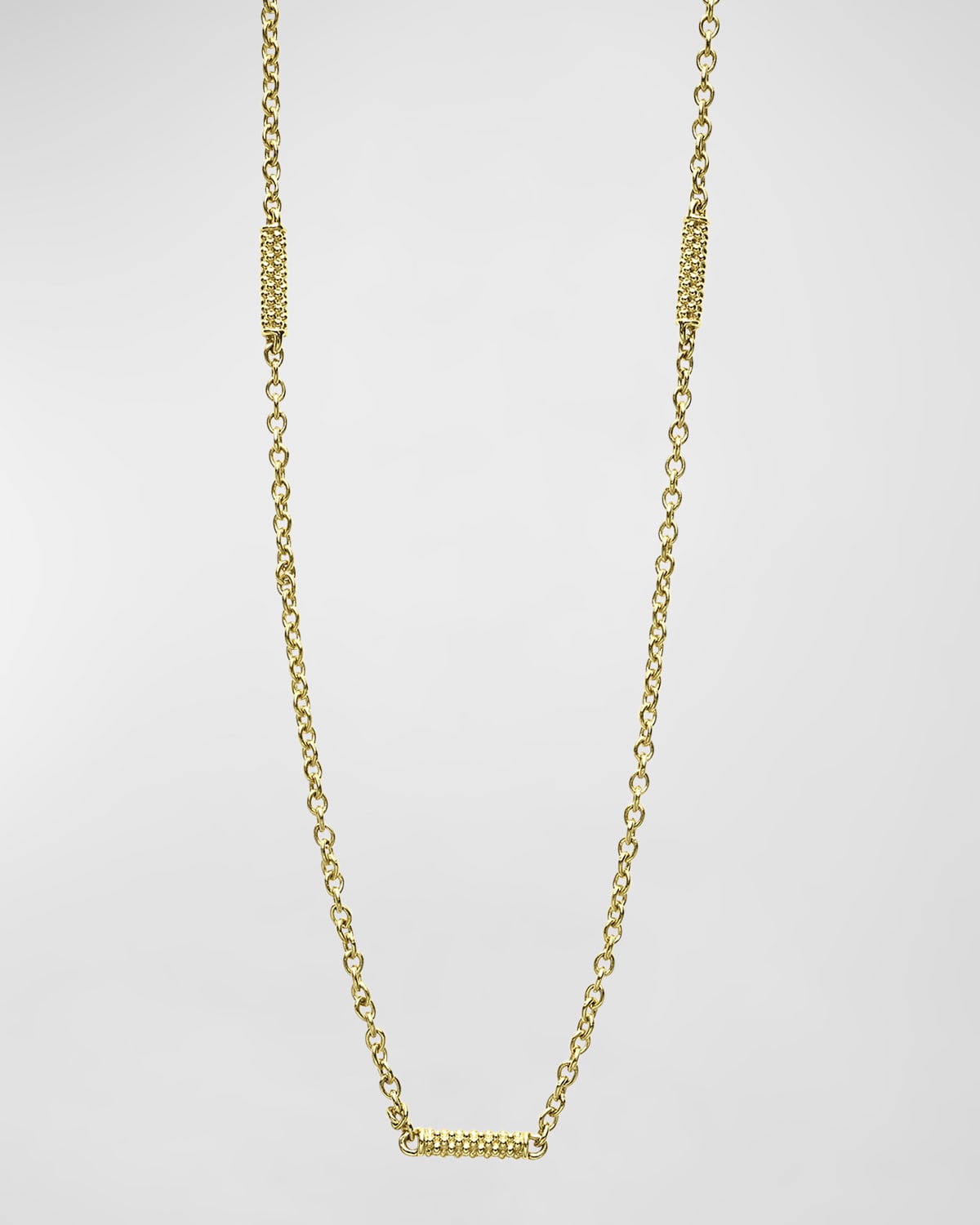 LAGOS 18K GOLD SUPERFINE CAVIAR BEADED 5-STATION CHAIN NECKLACE