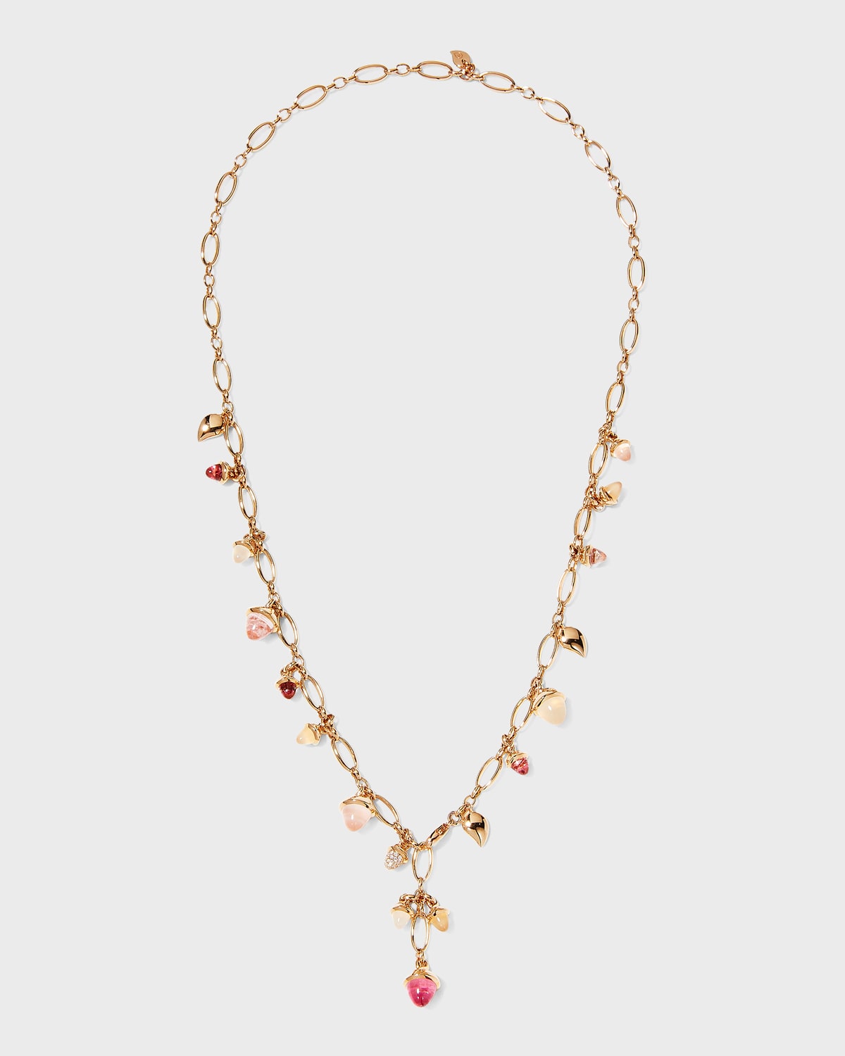 Rose Gold Mikado Necklace with Moonstones, Quartz and Tourmaline