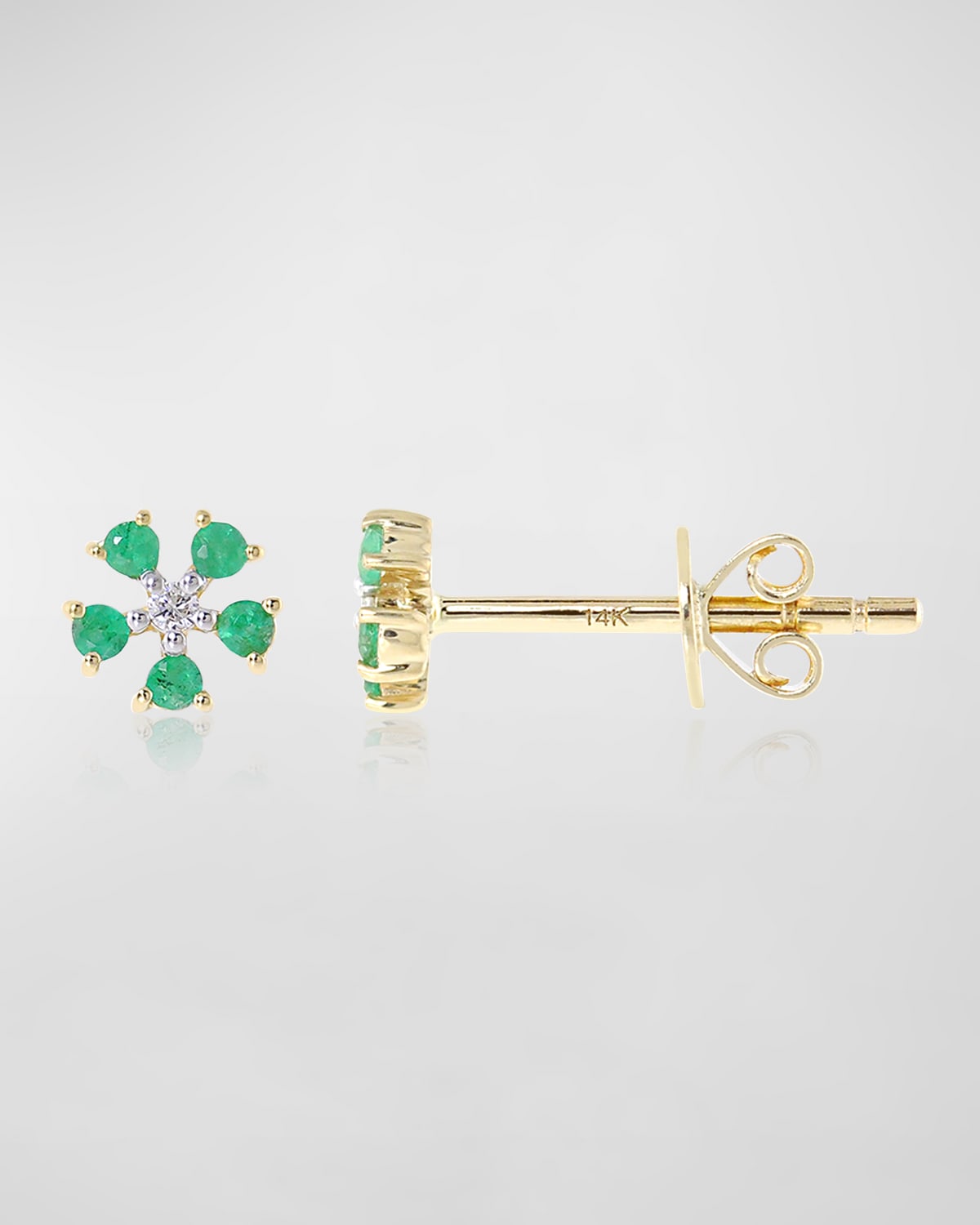 Emerald and Diamond Daisy Stud Earring, Single