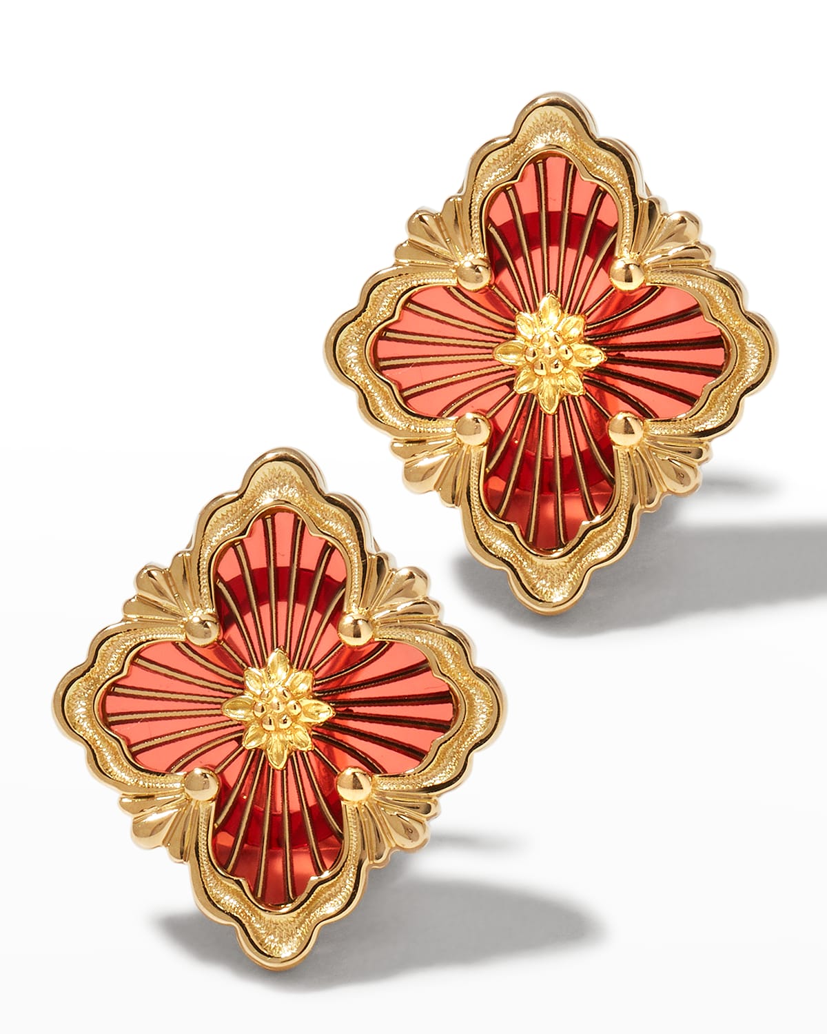 Opera Tulle 18K Gold Red Enamel Earrings