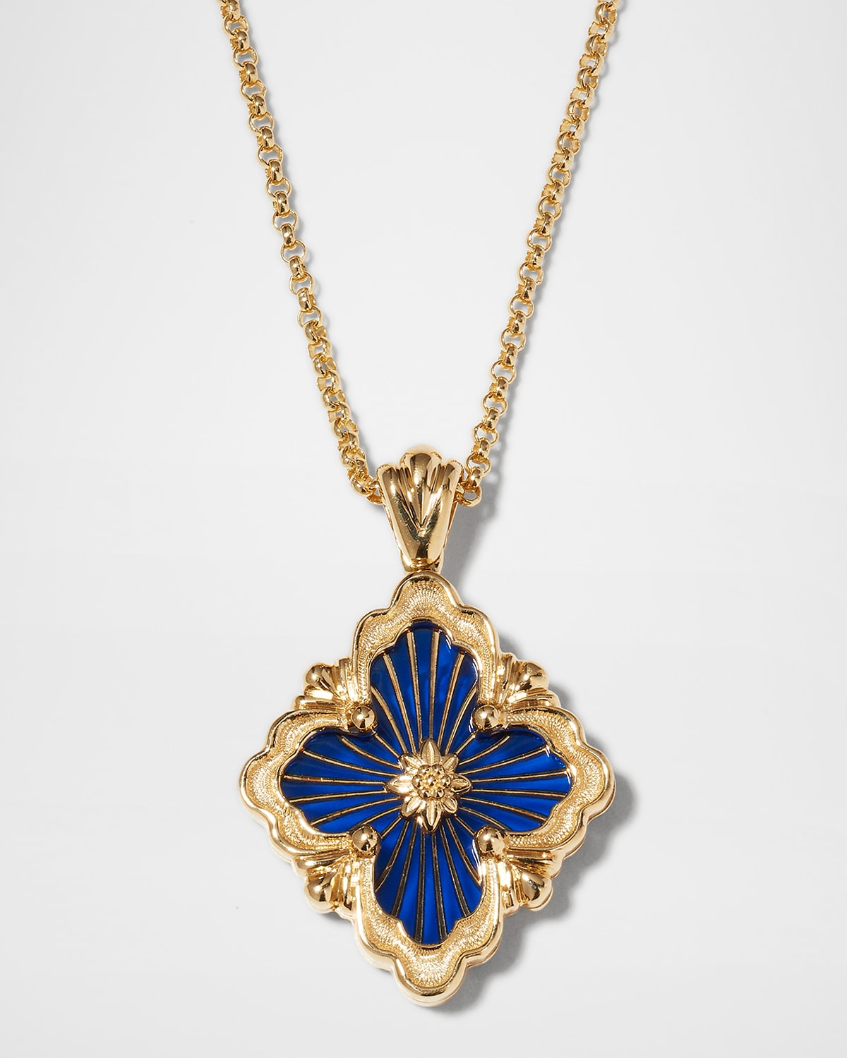 Buccellati Opera Tulle Pendant Necklace In Big Motif Blue And 18k Yellow Gold