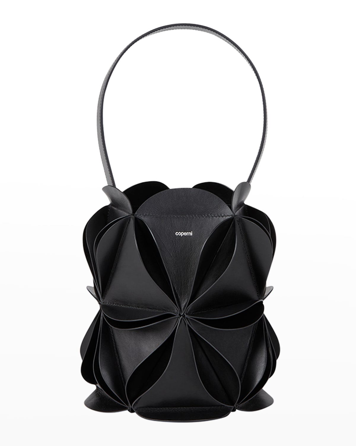 Coperni Origami Leather Bucket Bag In Black