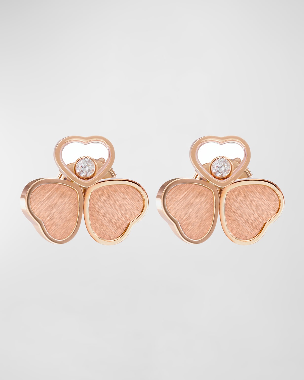 Chopard 18K Rose Gold Triple Happy Heart Diamond Earrings