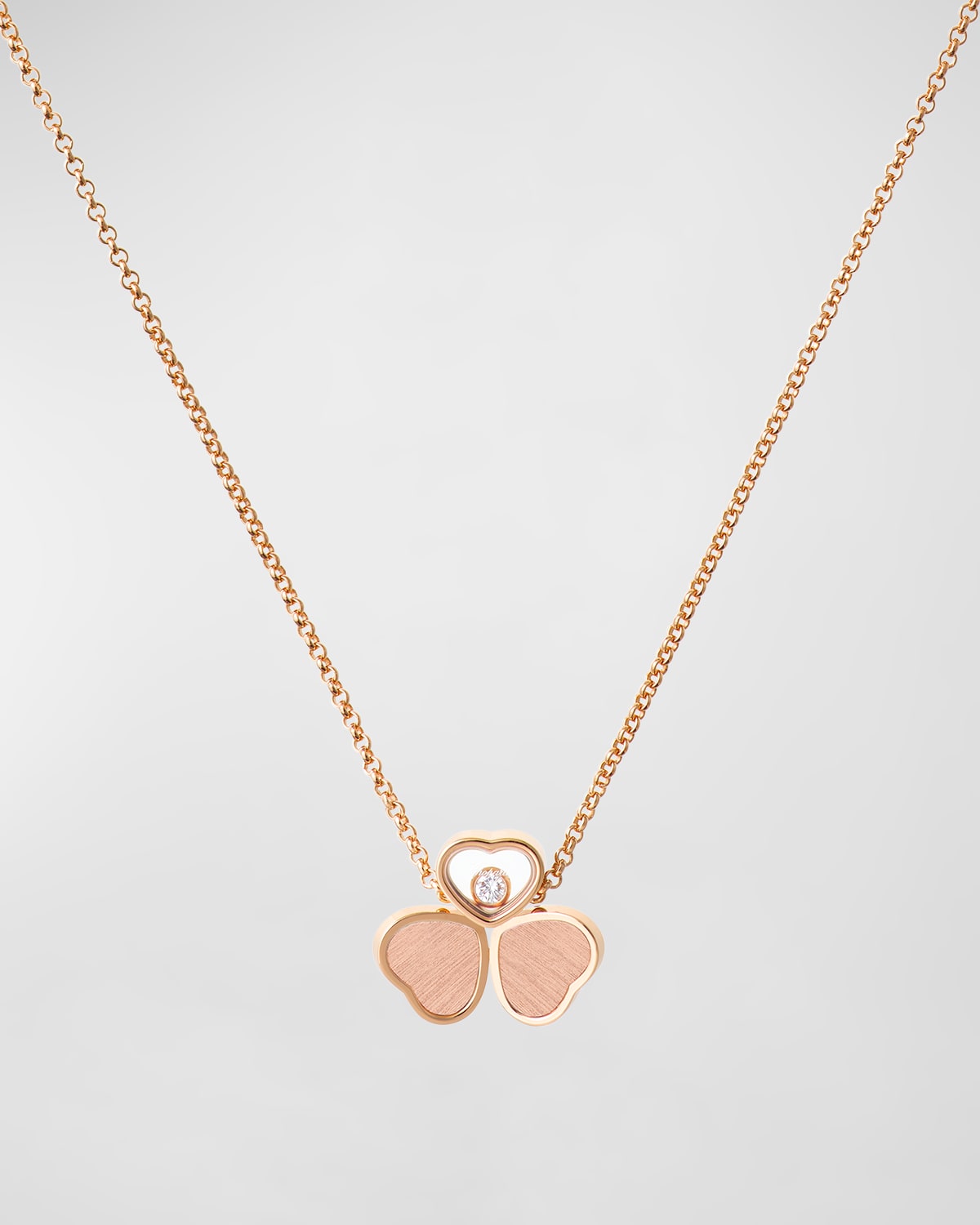 Chopard 18K Rose Gold Triple Happy Heart Diamond Necklace