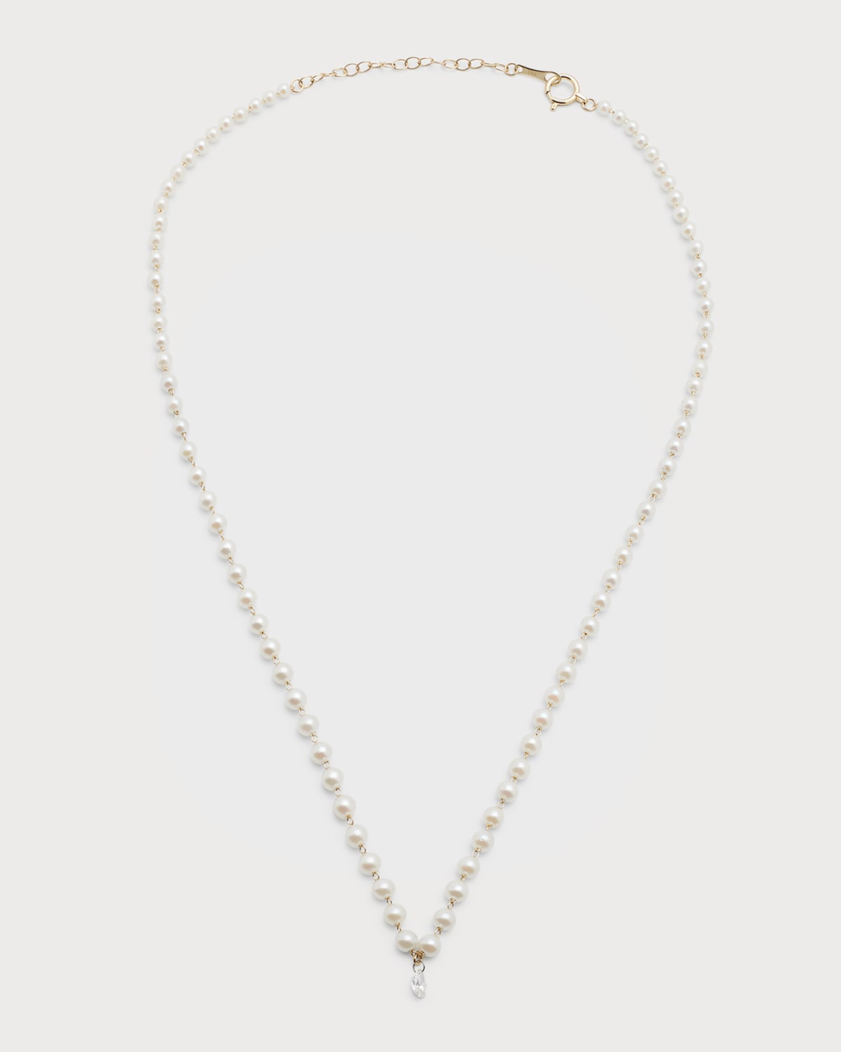 Akoya Pearl Necklace With Pear Diamond In Yg