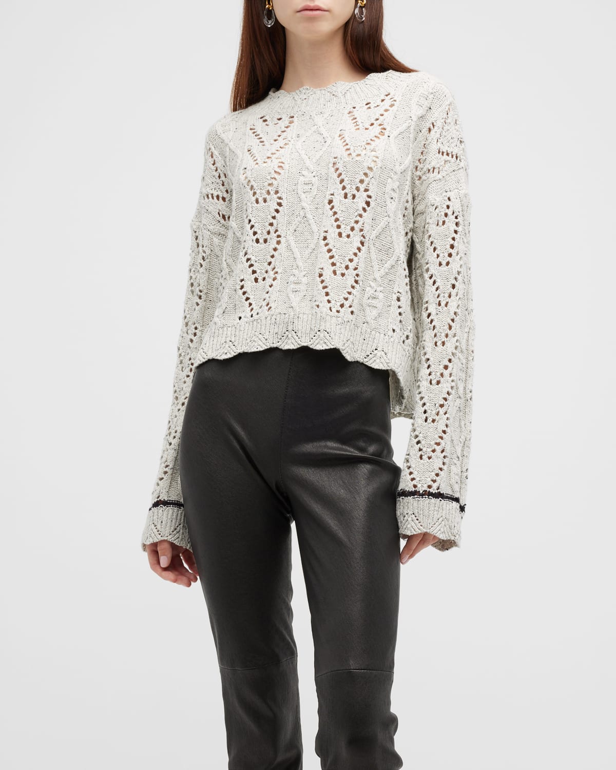 Lisa Todd Snow Bunny Speckled Heart-Stitch Sweater