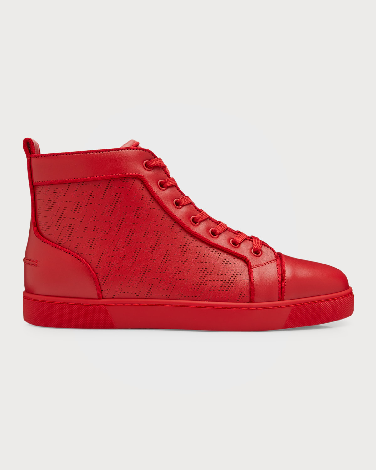 CHRISTIAN LOUBOUTIN MEN'S LOUIS TONAL PERFORATED LEATHER HIGH-TOP SNEAKERS