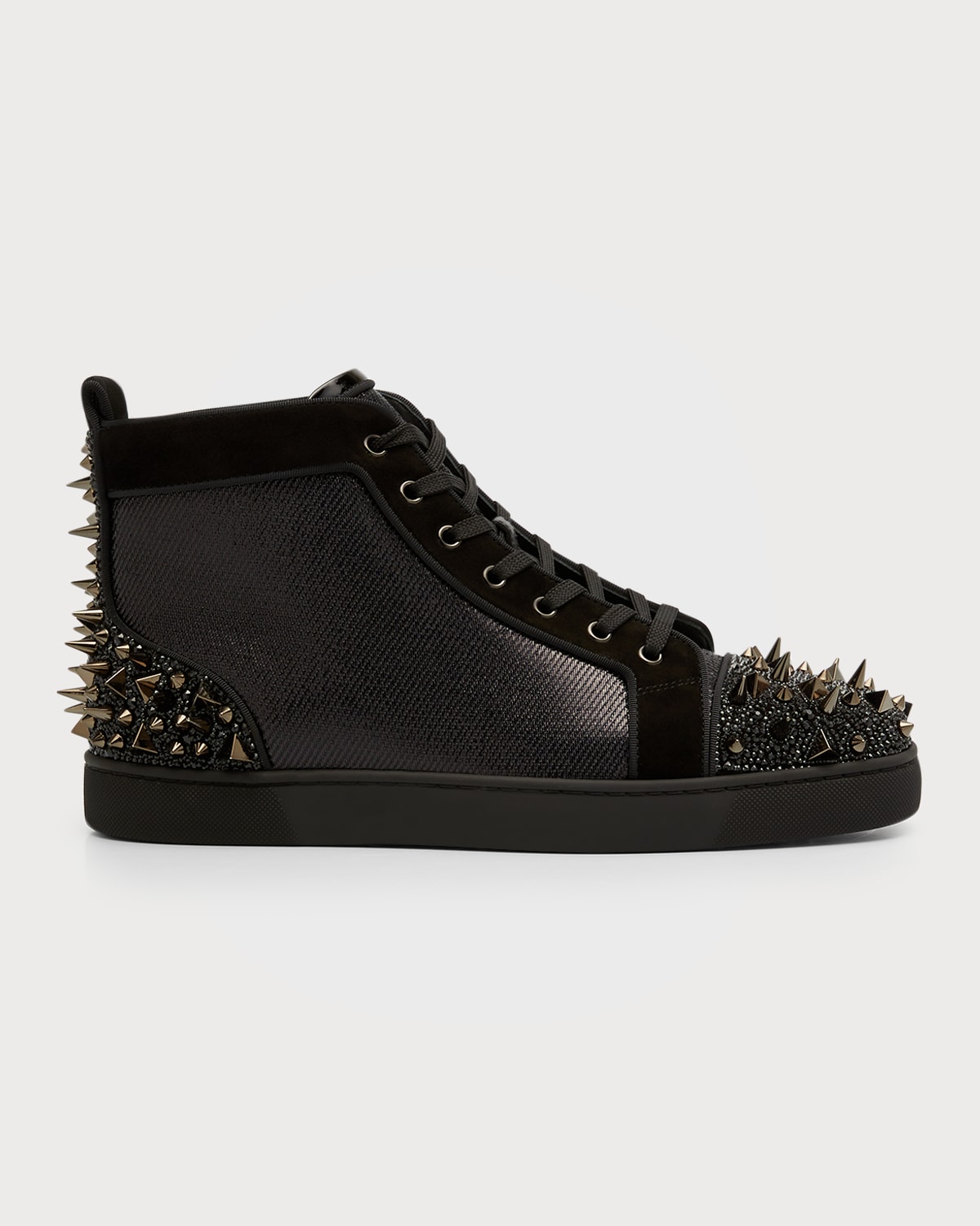 Christian Louboutin Lou Pik Pik 2 Strass Orlato Leather Sneakers In Version Black