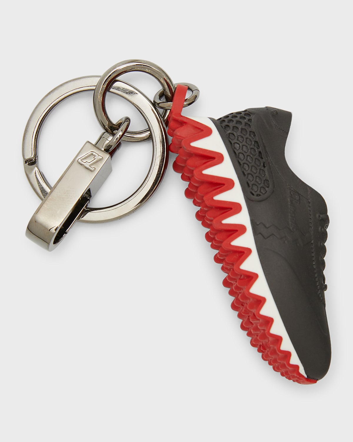 Christian Louboutin Men's Loubishark Keyring In Black-red/gunmeta