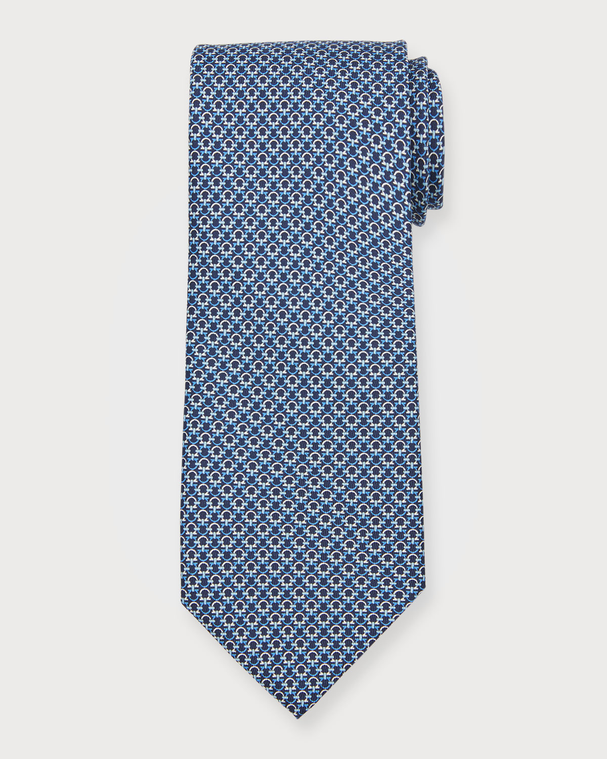 Ferragamo Men's Gancio Print Silk Tie In F.navy/azz