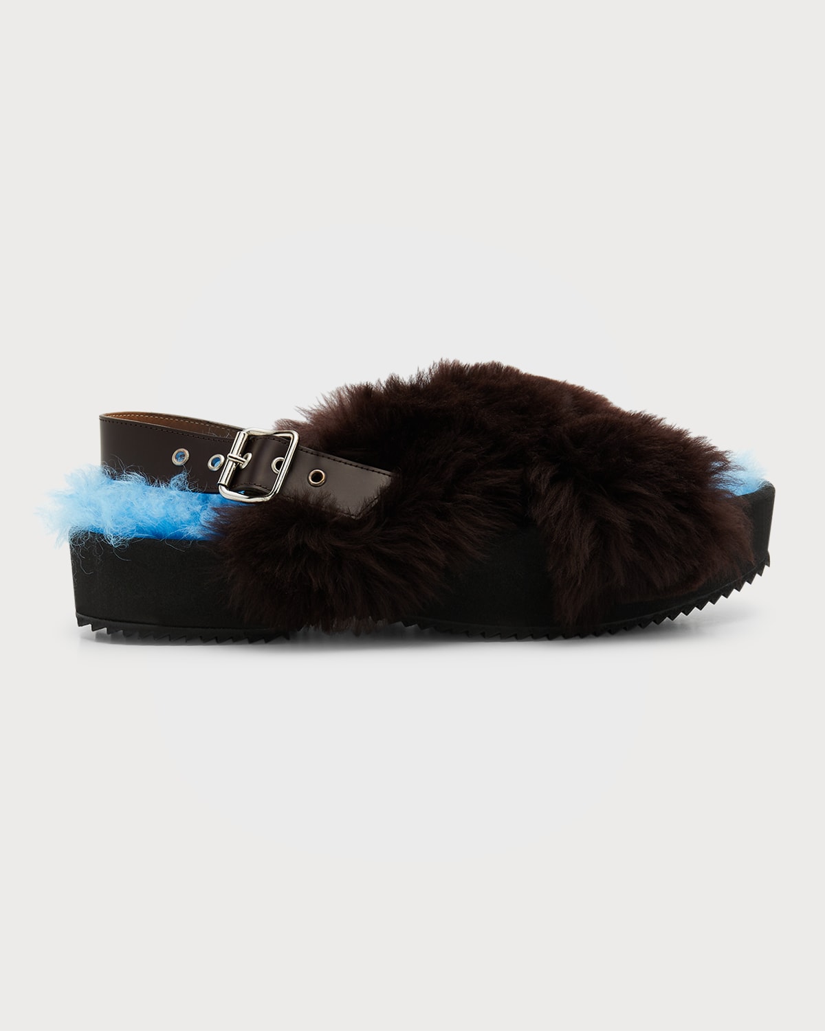 Dries Van Noten Men's Leather & Shearling Crisscross Slingback Sandals In Dbrown 704