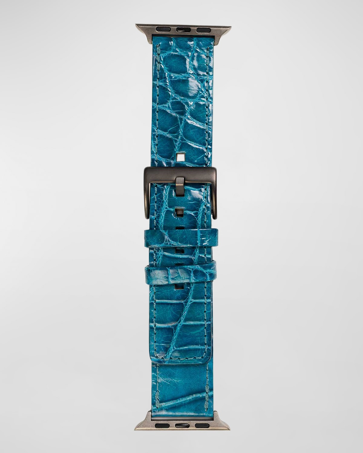 Shop Abas Classic Alligator Apple Watch Band In Turquoise