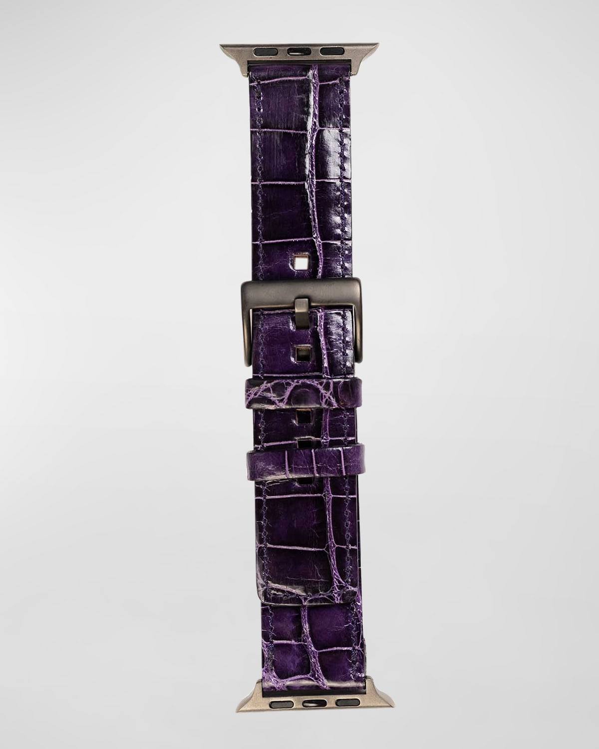 Shop Abas Classic Alligator Apple Watch Band In Purple