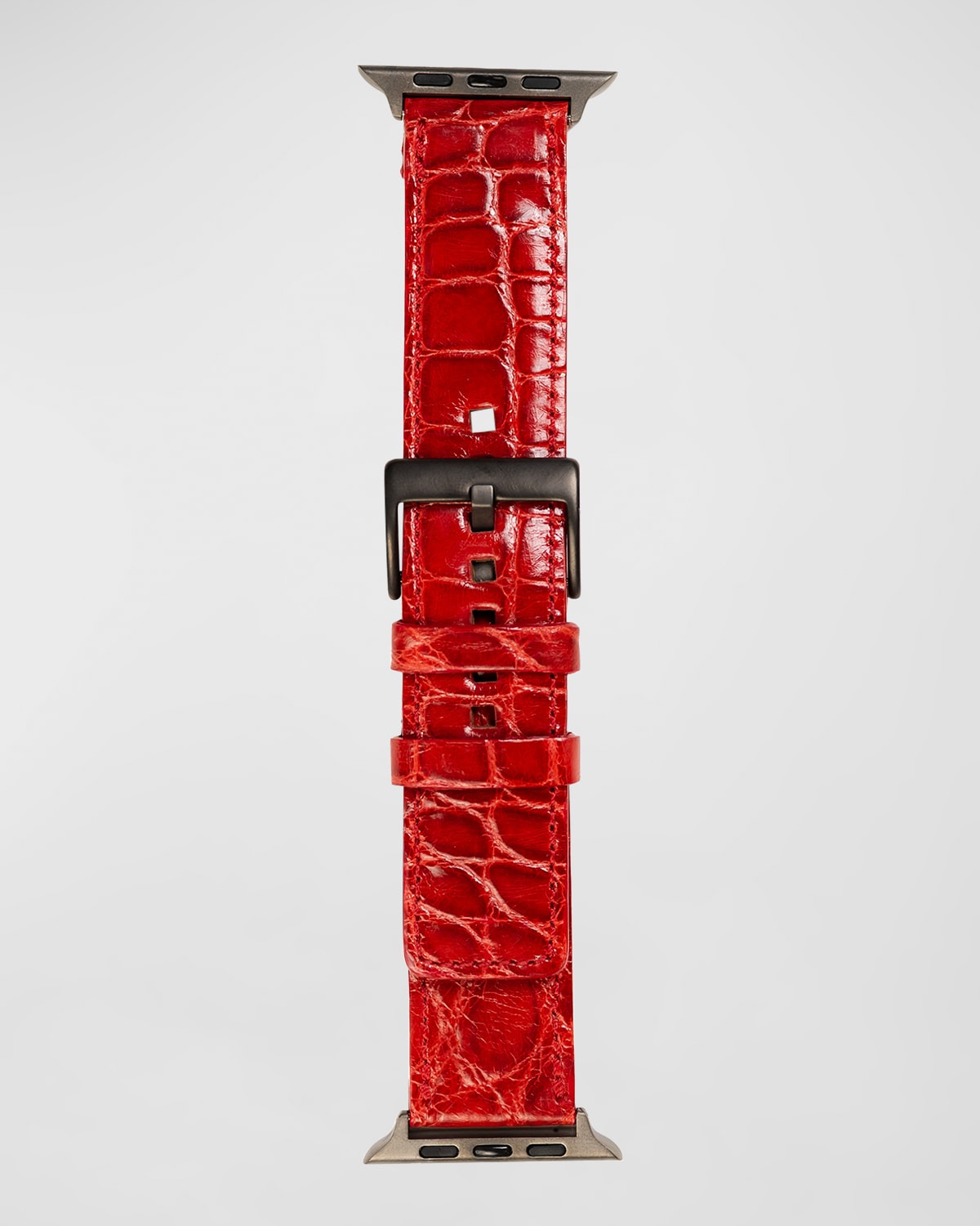 Shop Abas Classic Alligator Apple Watch Band In Red
