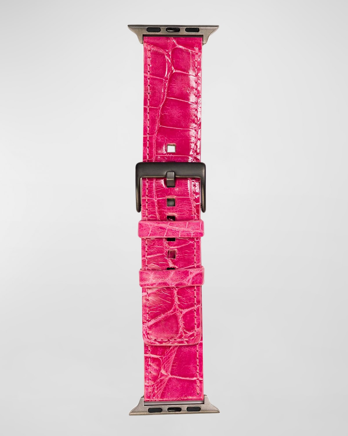 Shop Abas Classic Alligator Apple Watch Band In Pink