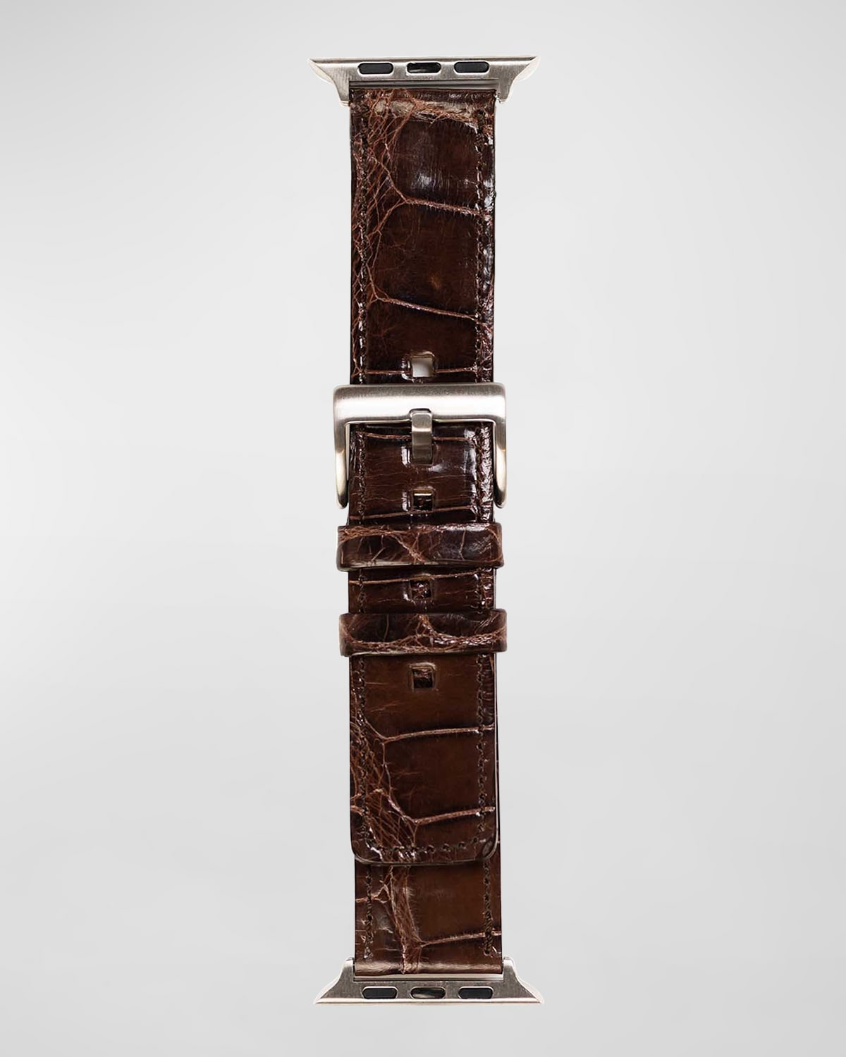 Shop Abas Classic Alligator Apple Watch Band In Chocolate