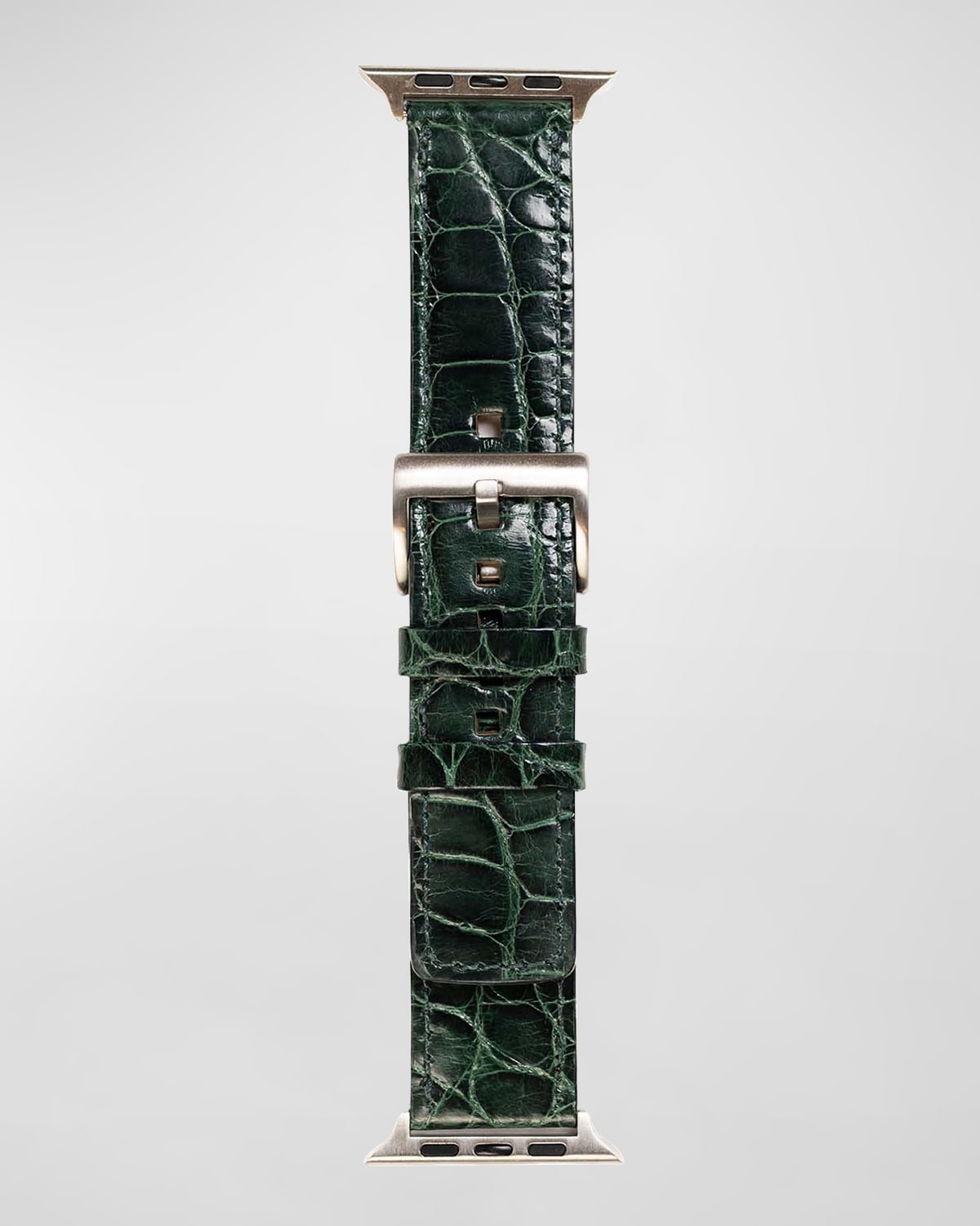 Shop Abas Classic Alligator Apple Watch Band In Hunter Green