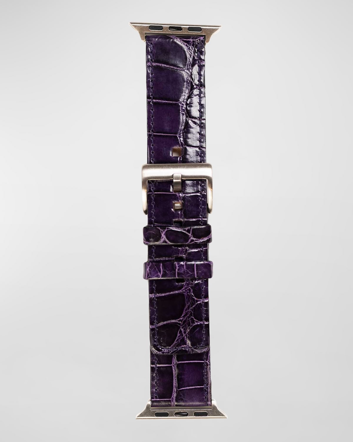 Shop Abas Classic Alligator Apple Watch Band In Purple