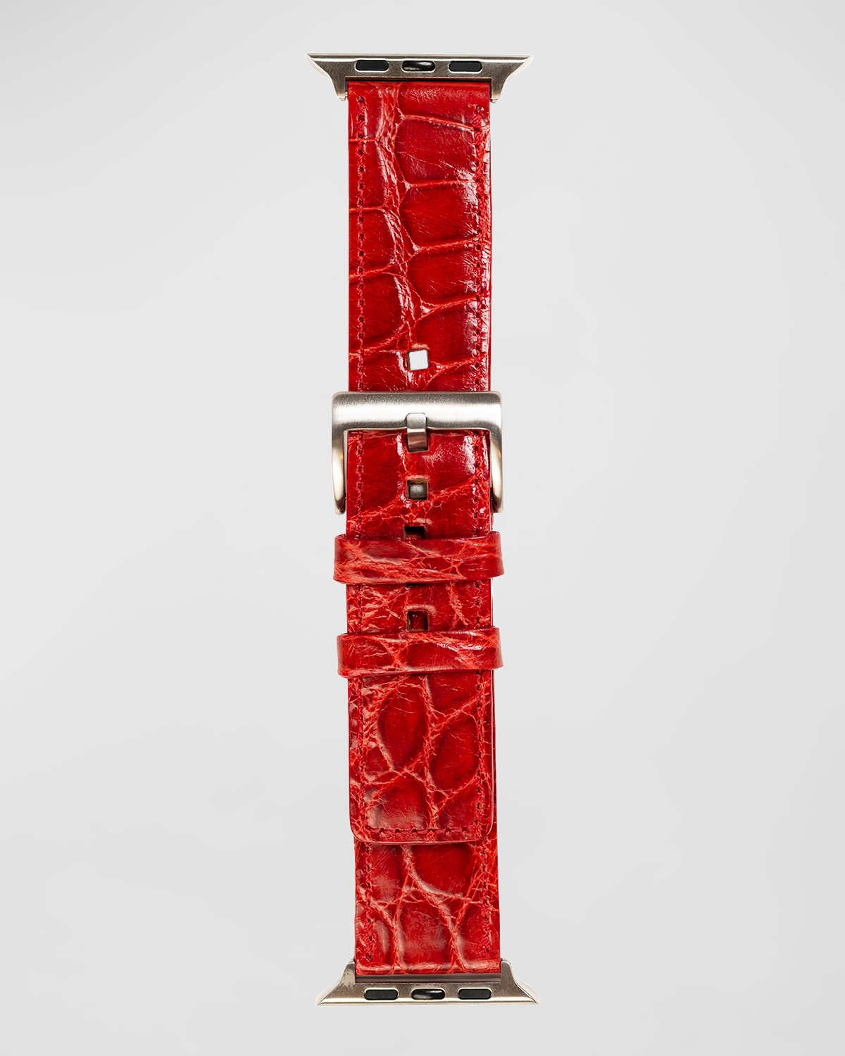 Shop Abas Classic Alligator Apple Watch Band In Red