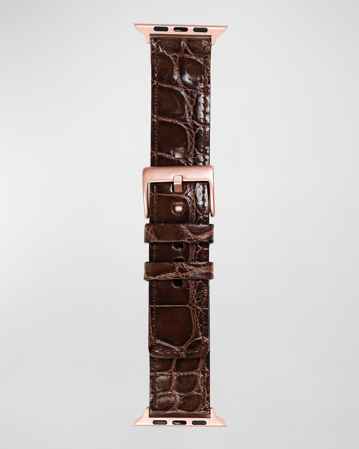 Shop Abas Classic Alligator Apple Watch Band In Chocolate