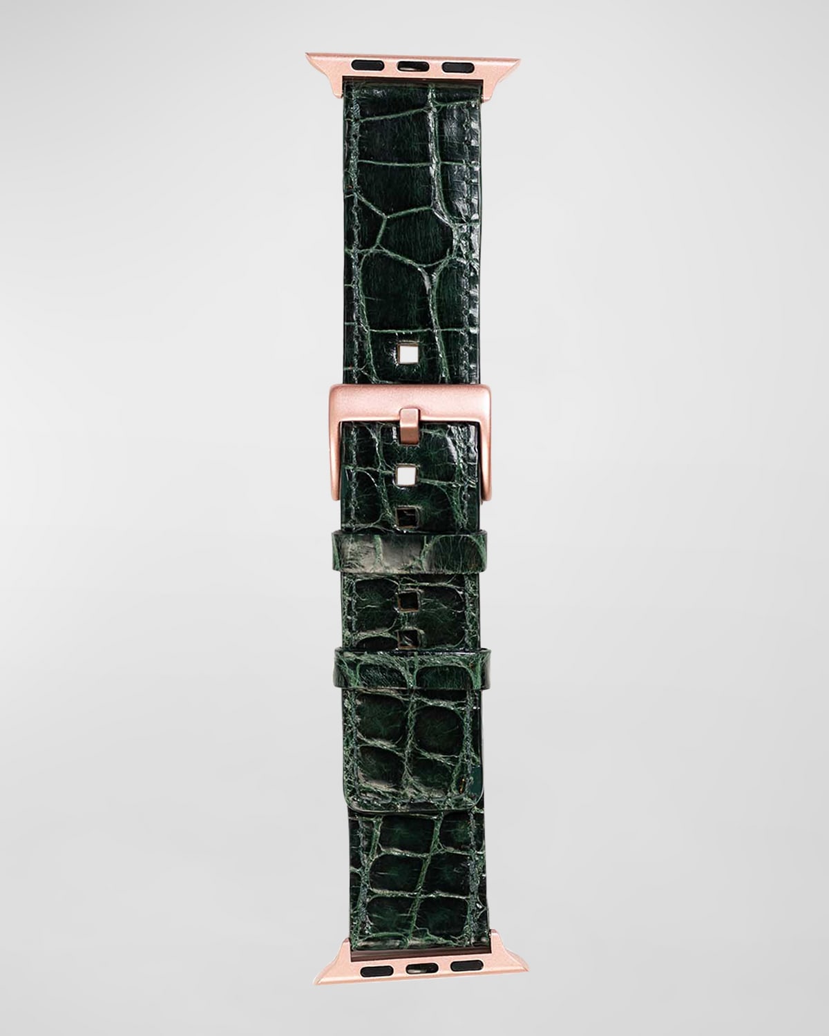 Shop Abas Classic Alligator Apple Watch Band In Hunter Green