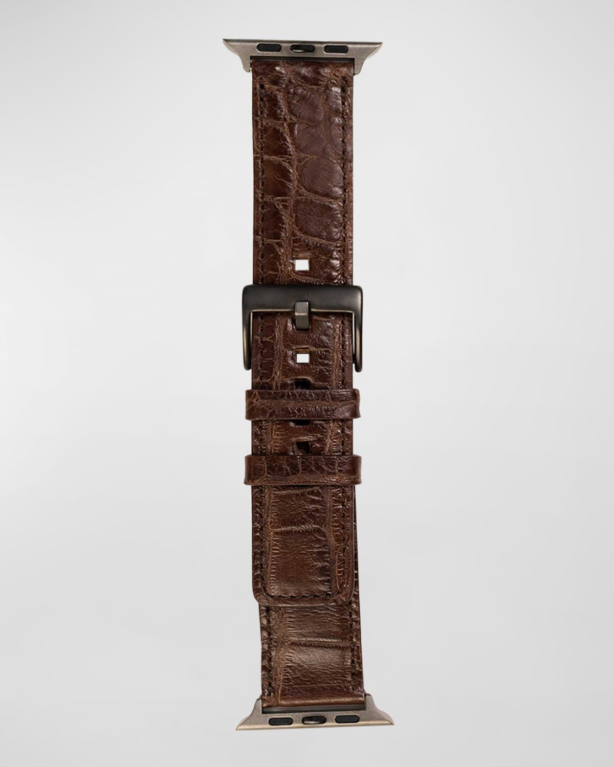 Shop Abas Alligator Apple Watch Band In Chocolate