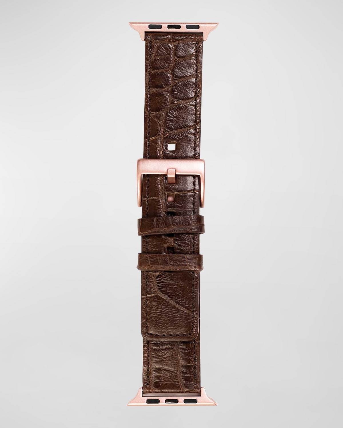 Shop Abas Alligator Apple Watch Band In Chocolate