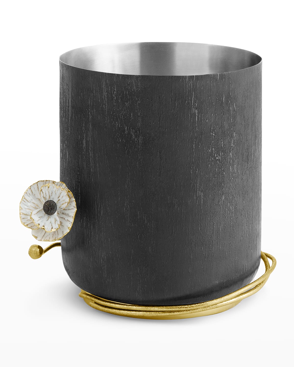 Michael Aram Anemone Wastebasket In Black Nickel