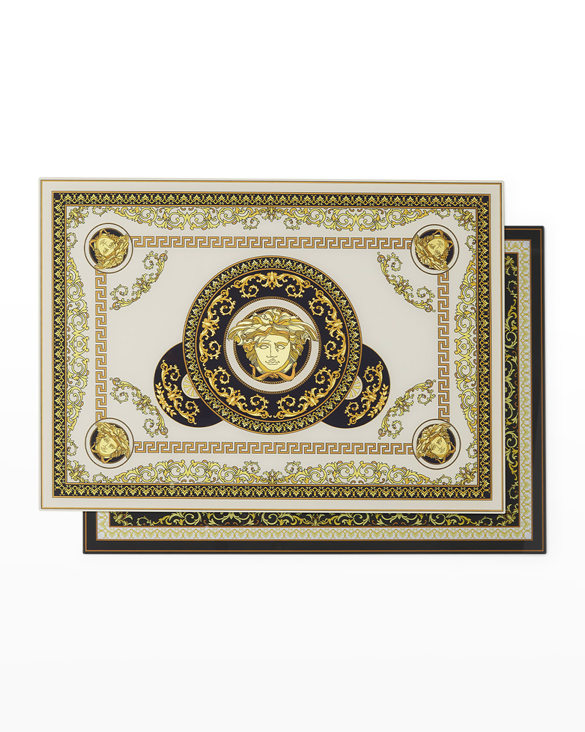 Shop Versace Medusa Gala Placemats, Set Of 2 In White-gold-black