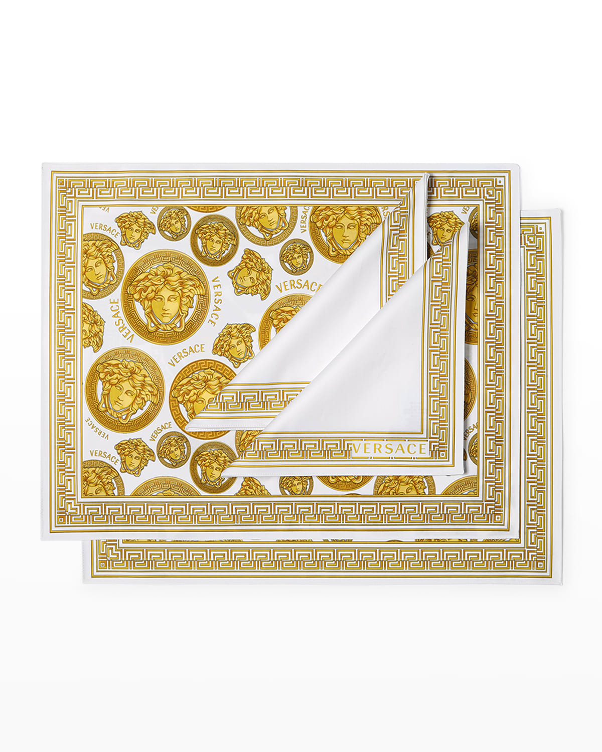 Shop Versace Medusa Amplified Napkin & Placemat Set, 4 Pieces In White Gold