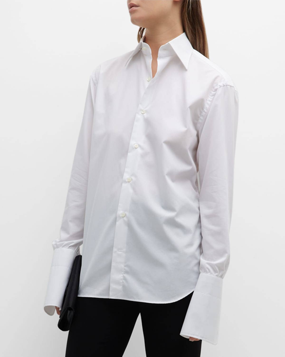 Woera Point-collar Button-front Poplin Shirt In Blue And White St