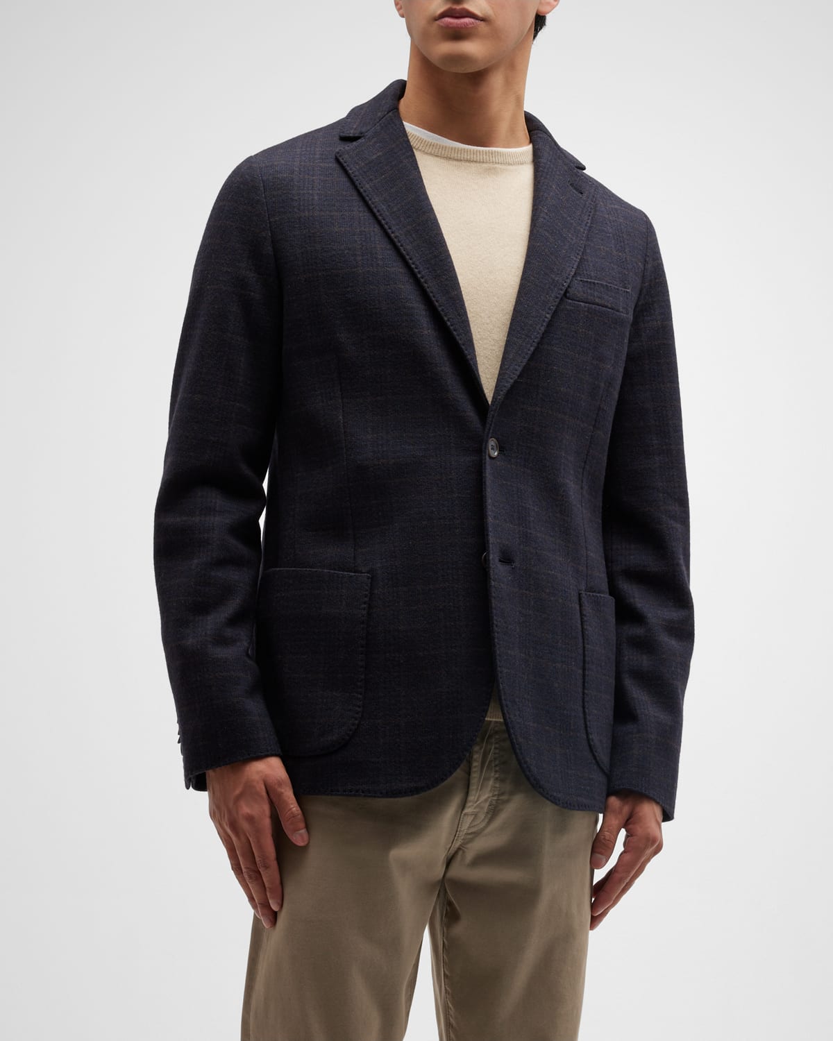 Loro Piana Men's Virgin Wool Sweater Jacket In F3mz Galles Blue