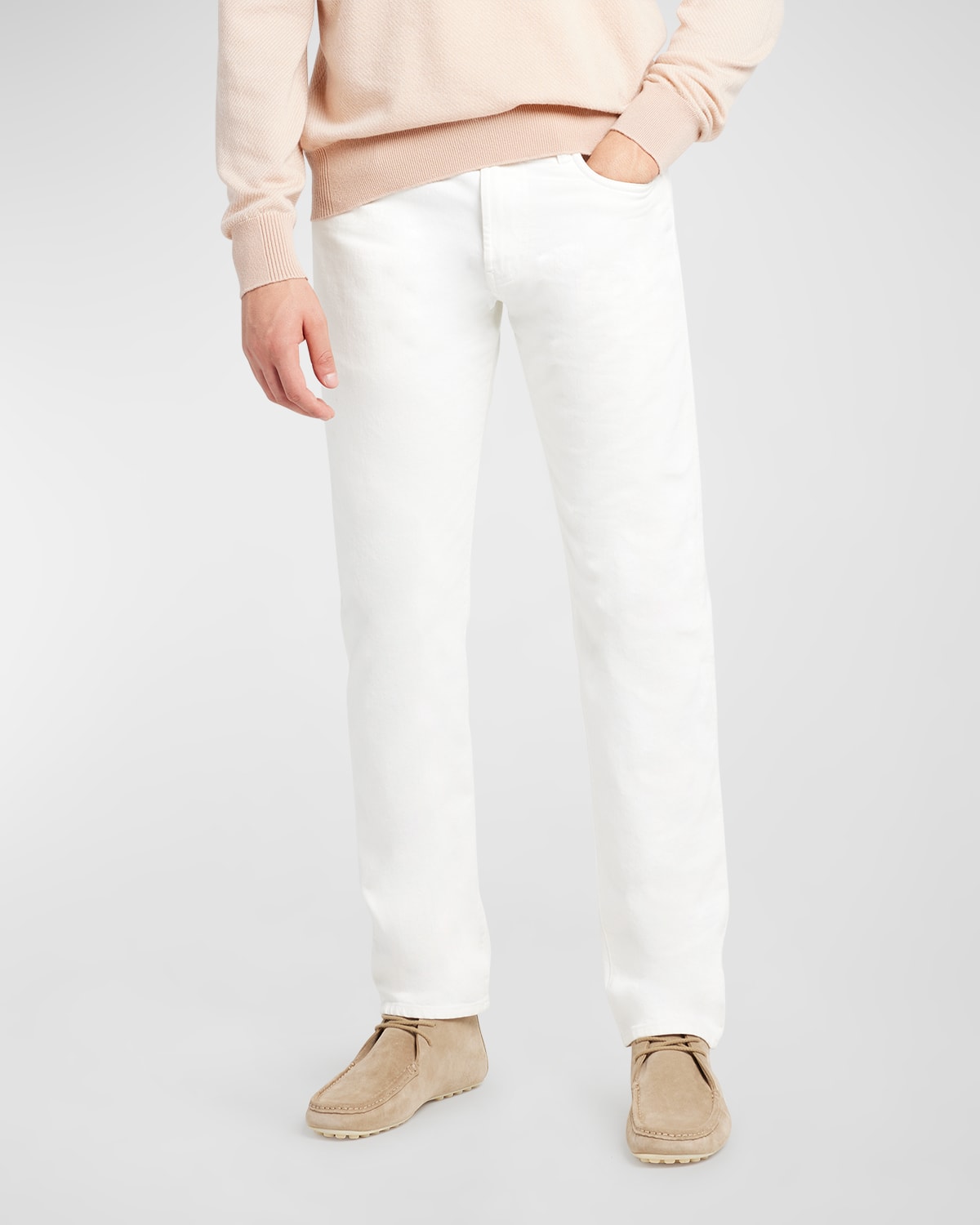 Loro Piana Men's Straight Leg 5-pocket Pants In Optical White
