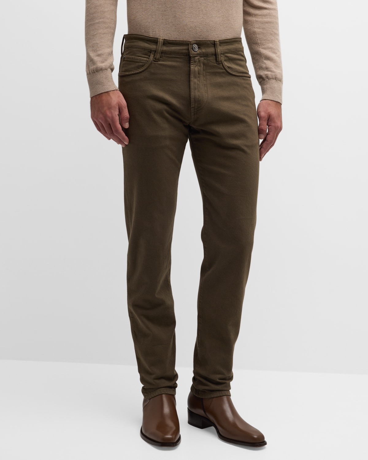 Loro Piana Men's Straight Leg 5-pocket Trousers In Pond Green