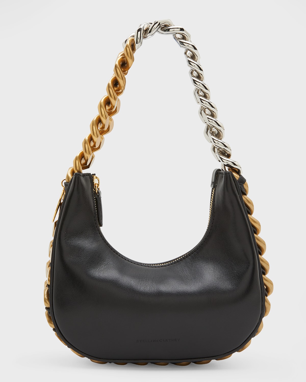 Stella Mccartney Two-tone Chain Faux-leather Shoulder Bag In 1000