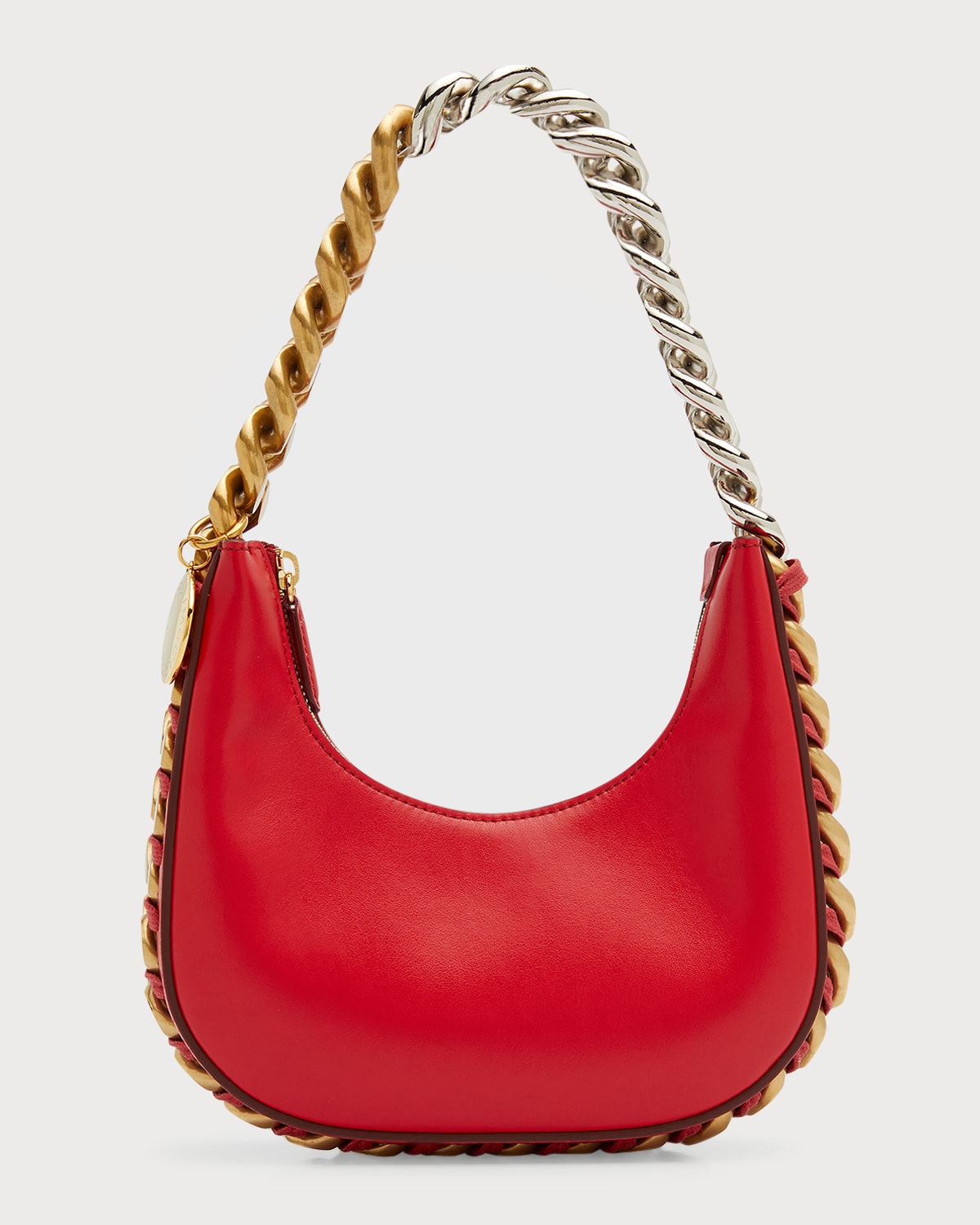 Stella Mccartney Two-tone Chain Faux-leather Shoulder Bag In Red